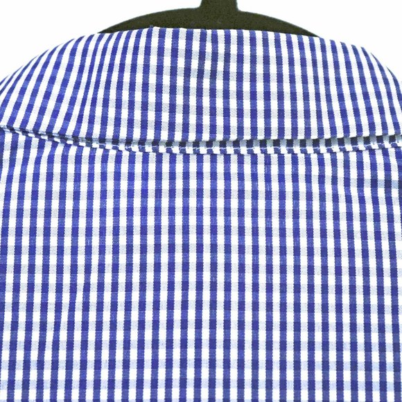 Amazing Gracila Blue & White Gingham Collared Long Sleeve Blouse Size M NWT - Picture 9 of 12